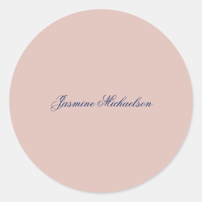 Sticker Rond Chic Calligraphie Nom Couleur Or Rose Adorable (Devant)