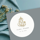 Sticker Rond Chic Classy Minimal Gold Ganesh Mariage indien<br><div class="desc">Si vous avez besoin d'une personnalisation supplémentaire,  n'hésitez pas à m'envoyer un message sur yellowfebstudio@gmail.com .</div>
