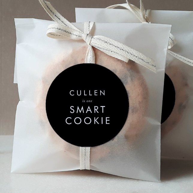 Sticker Rond Chic Dark Black One Smart Cookie Graduation Favori (Créateur téléchargé)