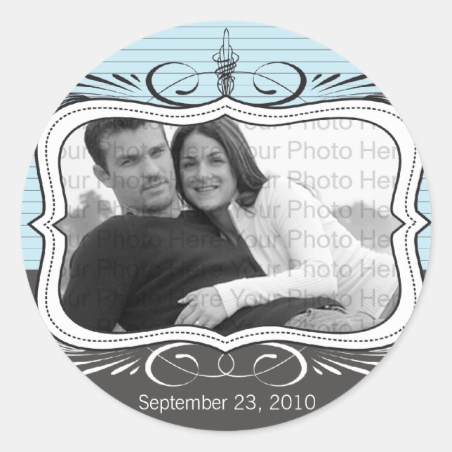 Sticker Rond Chic Deco Enregistrer la date Annonce Sceau : poud (Devant)