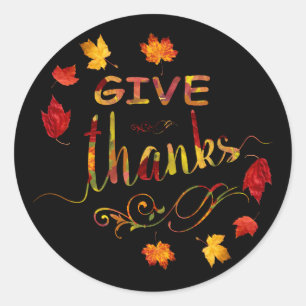 Sticker Rond Chic Donner Merci Automne Rustique Thanksgiving Mo