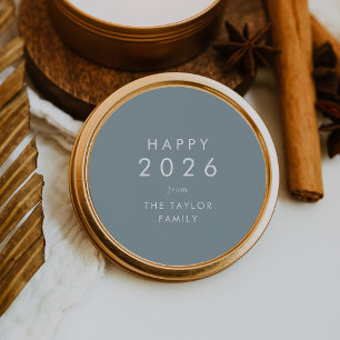 Sticker Rond Chic Dusty Blue Happy 2024 Jour de l'An cadeau d