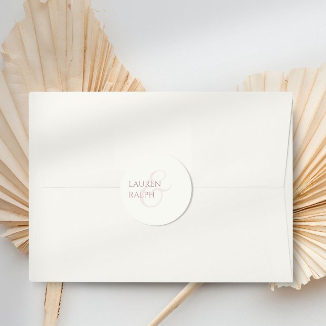 Sticker Rond Chic Dusty Rose tendance et Mariage ivoire (Créateur téléchargé)