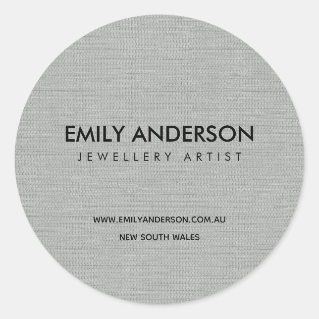 STICKER ROND CHIC ELEGANT FAUX SILVER TILVER TEXTE ENTREPRISE (Devant)