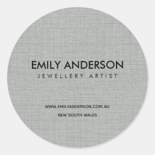 STICKER ROND CHIC ELEGANT FAUX SILVER TILVER TEXTE ENTREPRISE