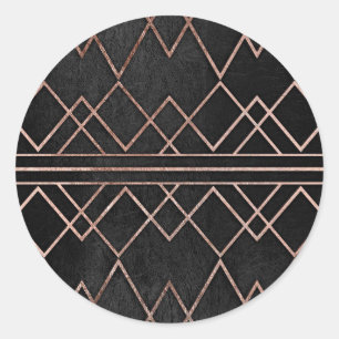 Sticker Rond Chic et élégant Faux Rose Triangles géométriques o