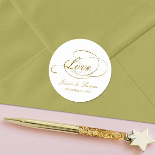 Sticker Rond Chic Faux Gold Foil Wedding Favor Modèle