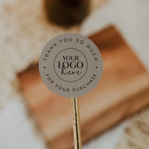 Sticker Rond Chic Faux Kraft Merci De Logo D'Entreprise Pour Co