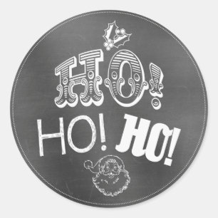 Sticker Rond Chic festive tableau noir Ho, Ho, Ho Père Noël