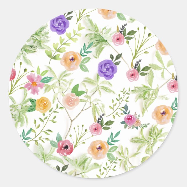 Sticker Rond Chic Floral Décontracté (Devant)