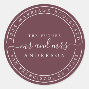 Sticker Rond Chic Futur M. Mme Adresse de Retour Mariage Bordea