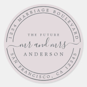 Sticker Rond Chic Future M. Mme Mariage Retour Adresse Purple