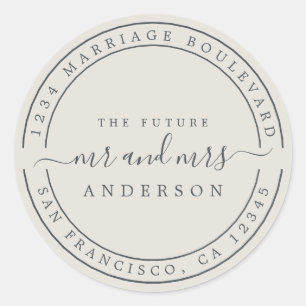 Sticker Rond Chic Future M. Mme Origami Grey Adresse de retour