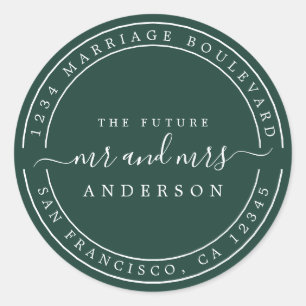 Sticker Rond Chic Future M. Mme Retour Adresse Dark Green