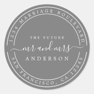 Sticker Rond Chic Future M. Mme Retour Adresse Dark Grey