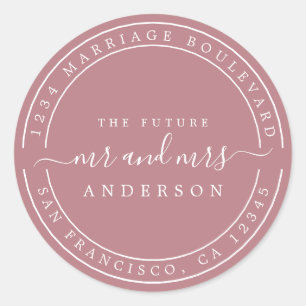 Sticker Rond Chic Future M. Mme Retour Adresse Dusty Rose