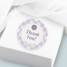 Chic Gingham Logo de Boulangerie Violet Merci