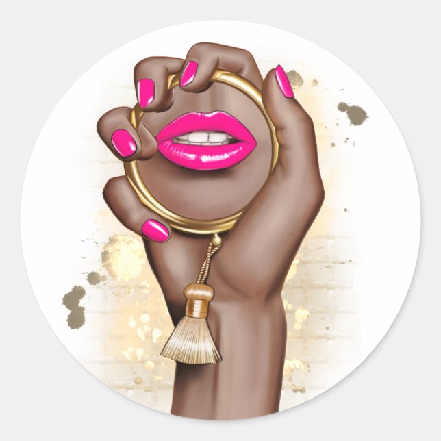 Sticker Rond Chic glam rose et or (Devant)