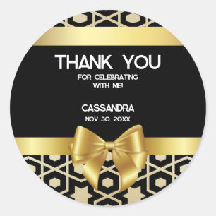 Sticker Rond Chic Gold Egypt Géométrique Bow or 16e anniversair