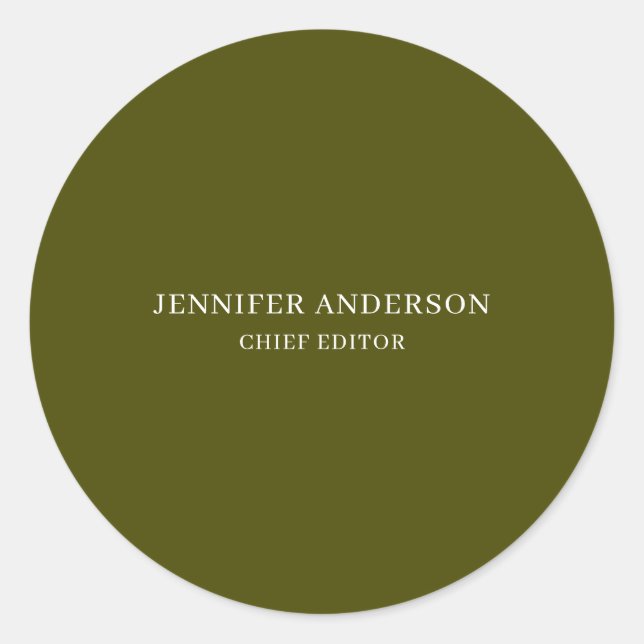 Sticker Rond Chic Green Professional Modern Plain Minimalist (Devant)