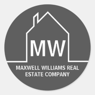 Sticker Rond Chic Grey Immobilier Société Monogram Realtor