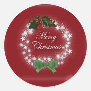 Sticker Rond Chic Happy Holiday couronne moderne de noël