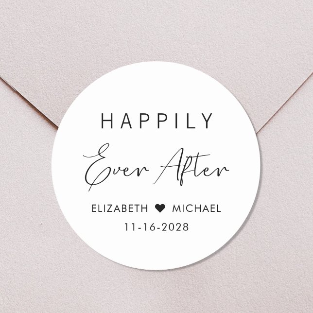 Sticker Rond Chic Heureux Jamais Après Mariage (Créateur téléchargé)