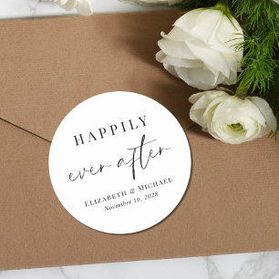 Sticker Rond Chic Heureux Jamais Après Mariage