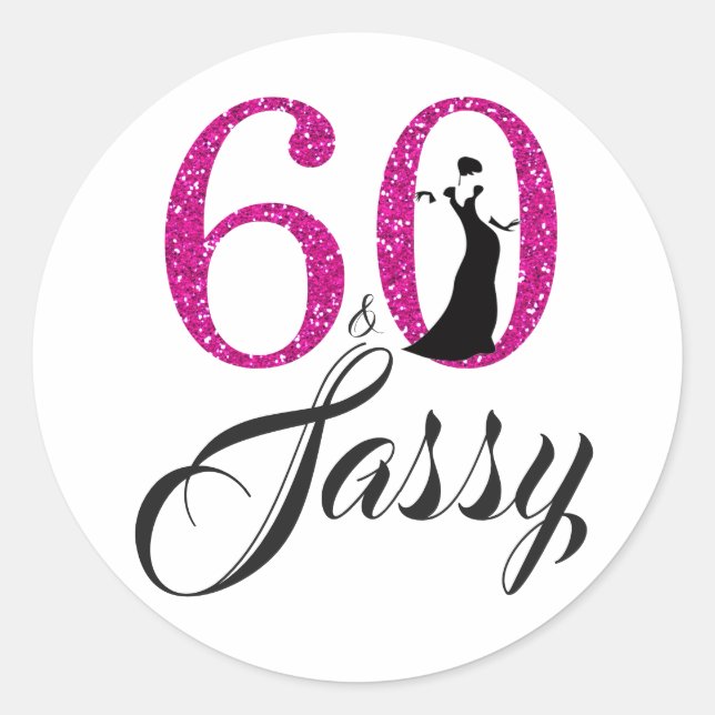 Sticker Rond Chic Hot Pink Parties scintillant 60 Sassy 60e ann (Devant)