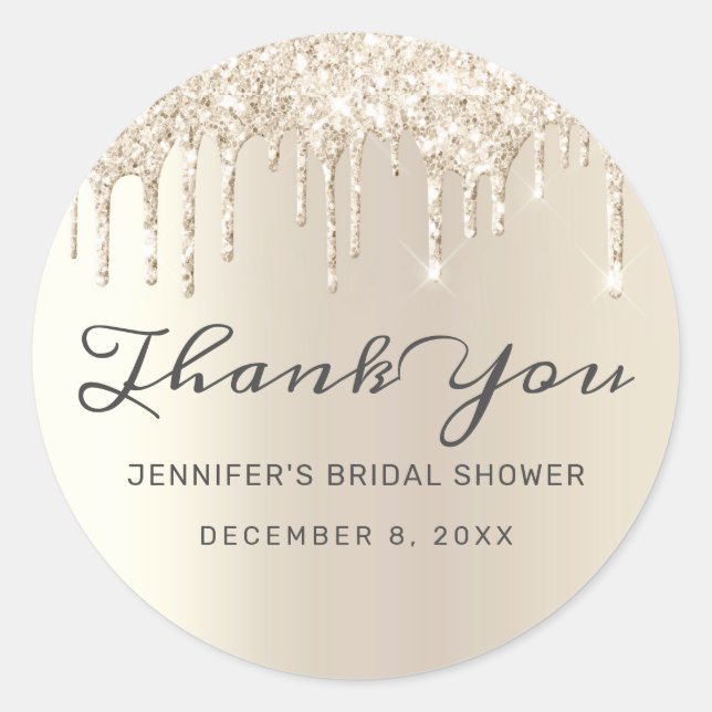 Sticker Rond Chic Ivoire Parties scintillant  Fête des mariées  (Devant)