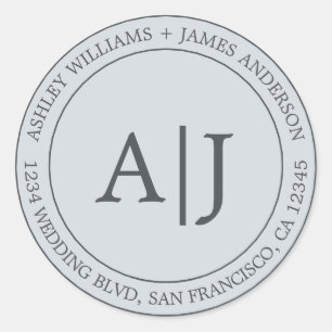 Sticker Rond Chic Mariage Monogramme Adresse de retour Pastel B