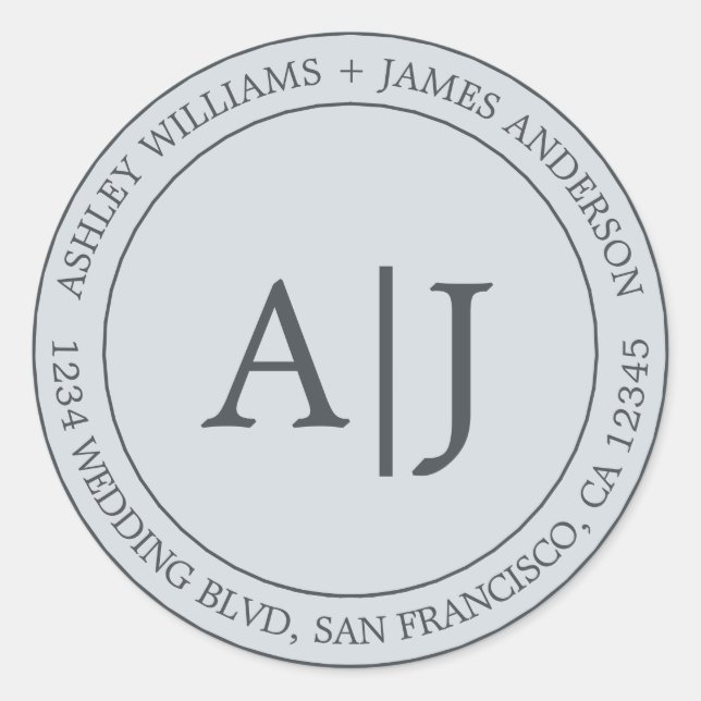 Sticker Rond Chic Mariage Monogramme Adresse de retour Pastel B (Devant)