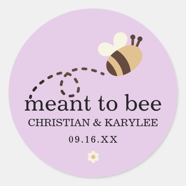 Sticker Rond Chic Meant To Bee Mariage (Devant)