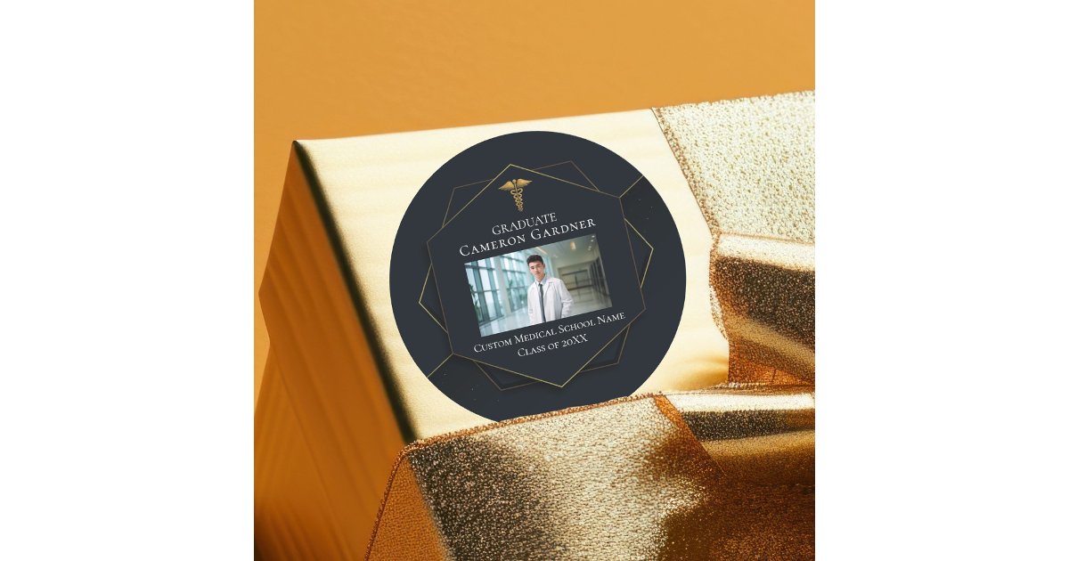 Sticker Rond Chic Médicale School Photo Graduation Party | Zazzle.fr