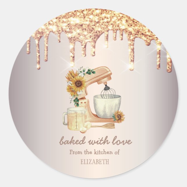 Sticker Rond Chic Mixer Sunflowers Parties scintillant Drivers  (Devant)