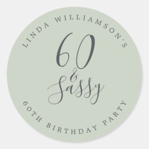 Sticker Rond Chic Moderne 60 Anniversaire des 60 ans Vert Paste