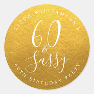 Sticker Rond Chic Moderne 60 Ans Anniversaire Sassy Or