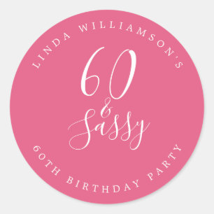 Sticker Rond Chic Moderne 60 Ans Sassy Rose Foncé 60e Anniversa