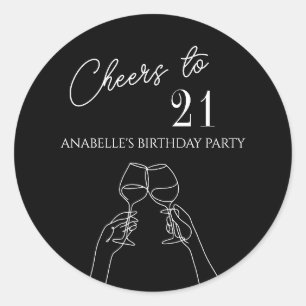 Sticker Rond Chic moderne applaudit à la fête du 21ème annivers