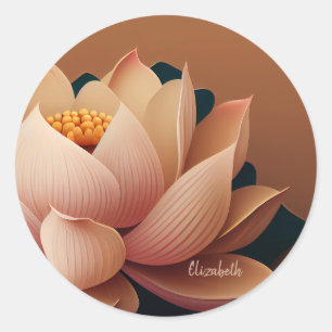Sticker Rond Chic Moderne Élégant Lotus