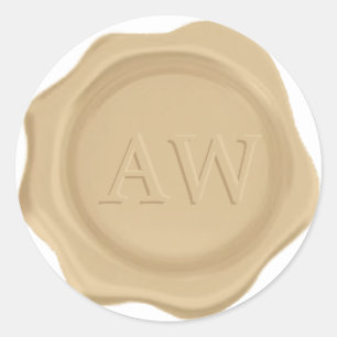 Sticker Rond Chic Monogramme Mariage cire sceau