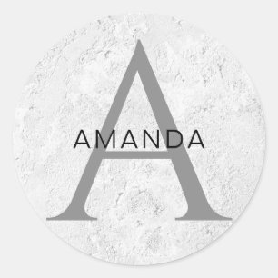 Sticker Rond Chic monogramme professionnel uni ajouter votre no