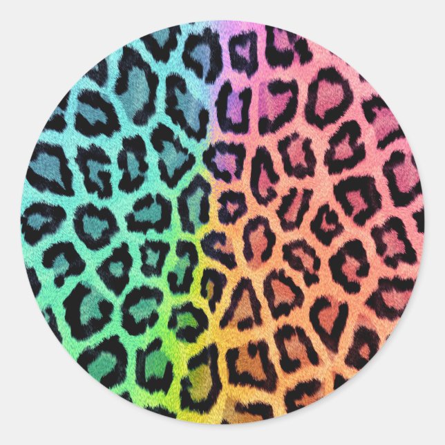 Sticker Rond Chic Motif léopard coloré (Devant)