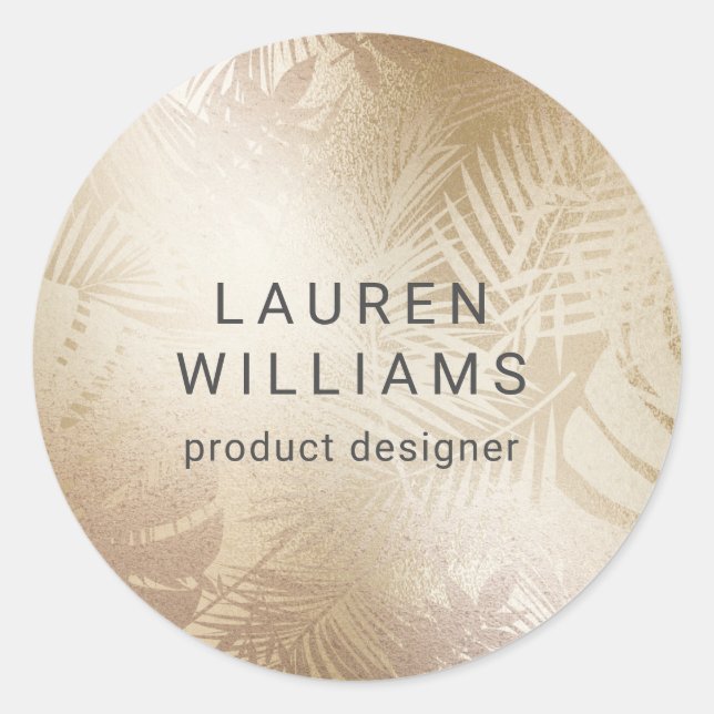 Sticker Rond chic or fausse feuille élégant monogramme (Devant)