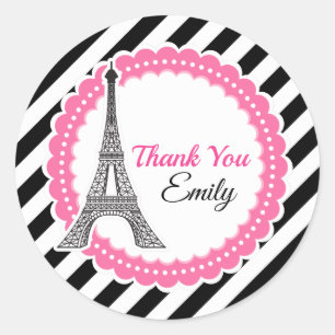 Sticker Rond Chic Paris Baby shower d'anniversaire