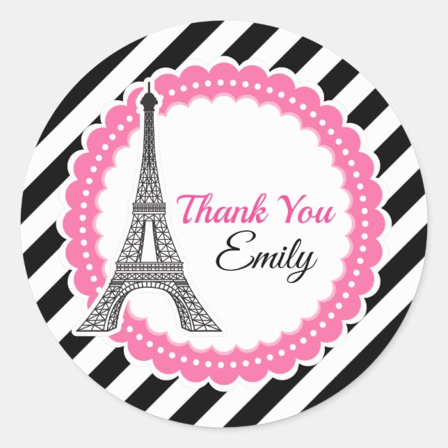 Sticker Rond Chic Paris Baby shower d'anniversaire (Devant)