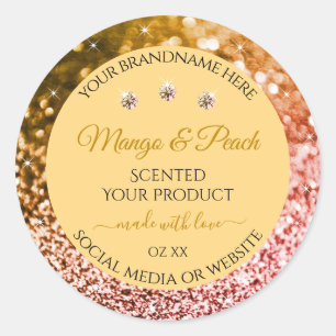 Sticker Rond Chic Peach Gold Parties scintillant Produit Étique