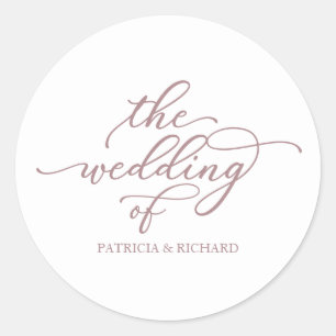 Sticker Rond Chic Rose Gold Calligraphie Le Mariage De