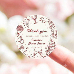 Sticker Rond Chic Rouge C'est l'Amour Mariage Italien