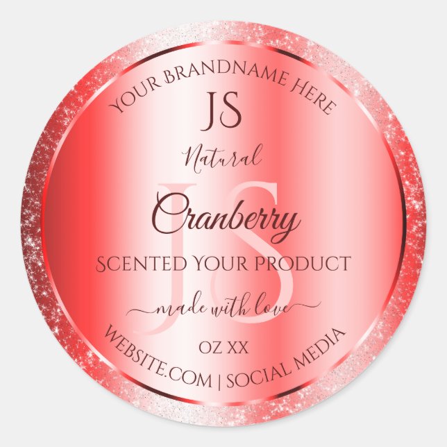Sticker Rond Chic Ruby Rouge Parties scintillant douce Étiquett (Devant)